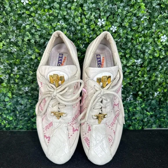 Mauri Women's Pink and white leather sneakers