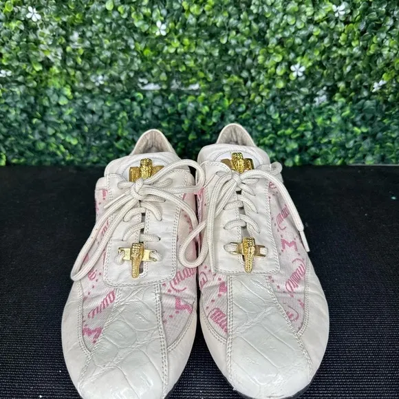 Mauri Women's Pink and white leather sneakers