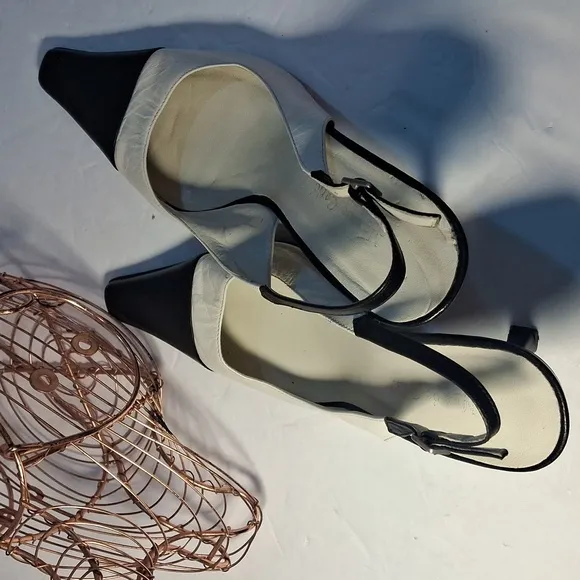 MAX DE CARLO Black and White Women's Heels