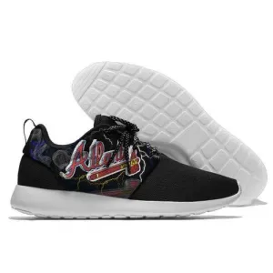 Men Atlanta Braves Roshe Style Lightweight Running Shoes- Black