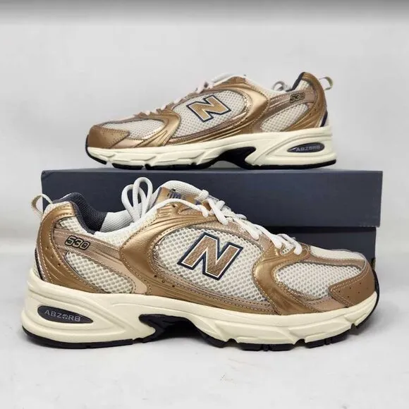 Men's 9.5 (Women's 11) New Balance X J Crew 530 sneakers Gold Metallic MR530LA