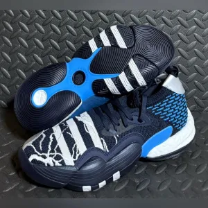 Mens Adidas Athletic Basketball Shoes Blue White Size 10.5