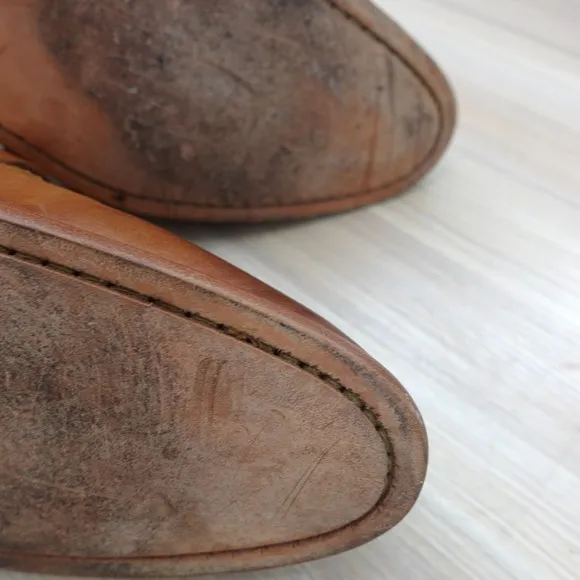 Mens Cognac Bourbon Oxford Shoes 12 Brown Wingtip Brogue Artisan JOSEPH ABBOUD