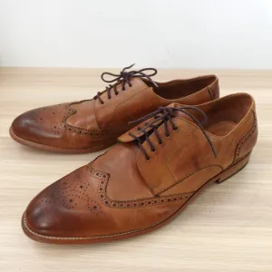 Mens Cognac Bourbon Oxford Shoes 12 Brown Wingtip Brogue Artisan JOSEPH ABBOUD