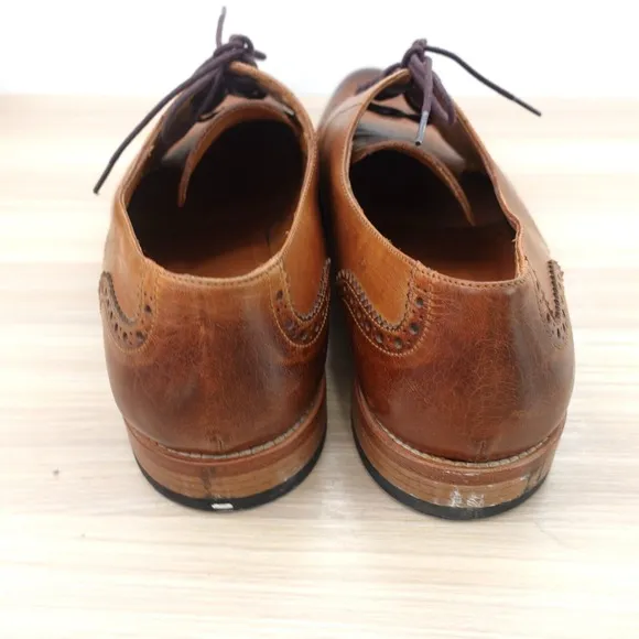 Mens Cognac Bourbon Oxford Shoes 12 Brown Wingtip Brogue Artisan JOSEPH ABBOUD
