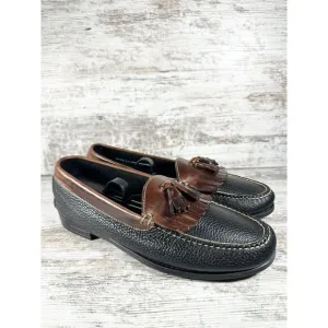 Men's G.H. Bass Weejuns Black/Brown Leather Kiltie Tassel Loafer Sz 9.5M