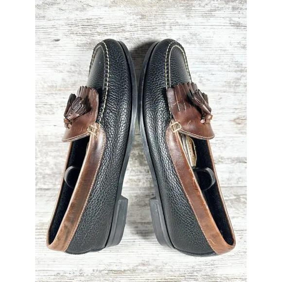 Men's G.H. Bass Weejuns Black/Brown Leather Kiltie Tassel Loafer Sz 9.5M