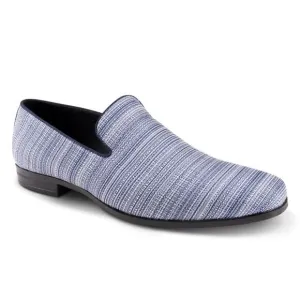 MEN'S MONTIQUE NAVY PRINTED FASHION LOAFER TEXTURED STRIPE SHOES. S2360