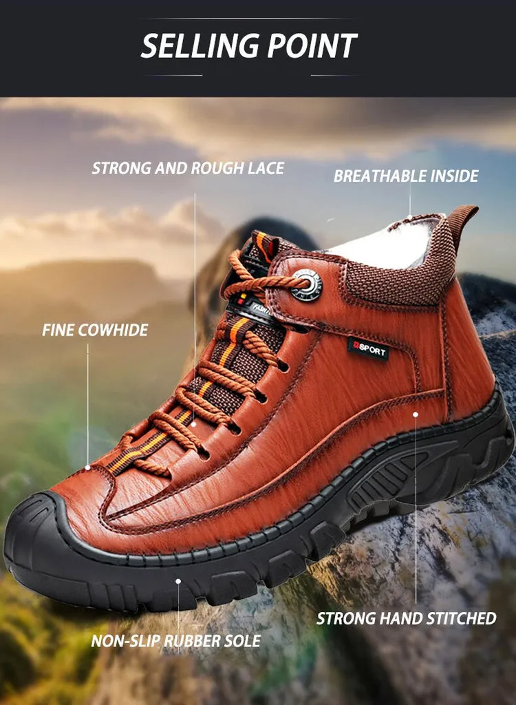 Men's Outdoor Non-Slip Leather Warm Cotton Boots