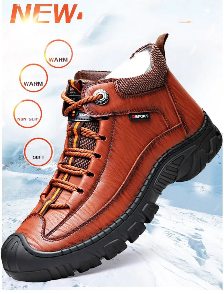 Men's Outdoor Non-Slip Leather Warm Cotton Boots