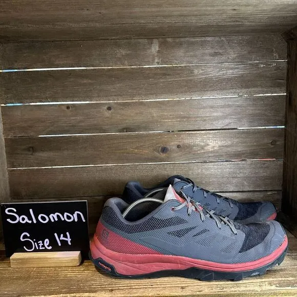 Mens Salomon Outline Gray Athletic Trail Running Shoes Sneakers Size 14 M GUC‎