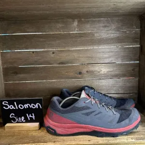 Mens Salomon Outline Gray Athletic Trail Running Shoes Sneakers Size 14 M GUC‎