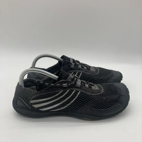 Mens Size 7 Merrell Trail Glove 3 Black Gray Vibram Barefoot Running Shoes