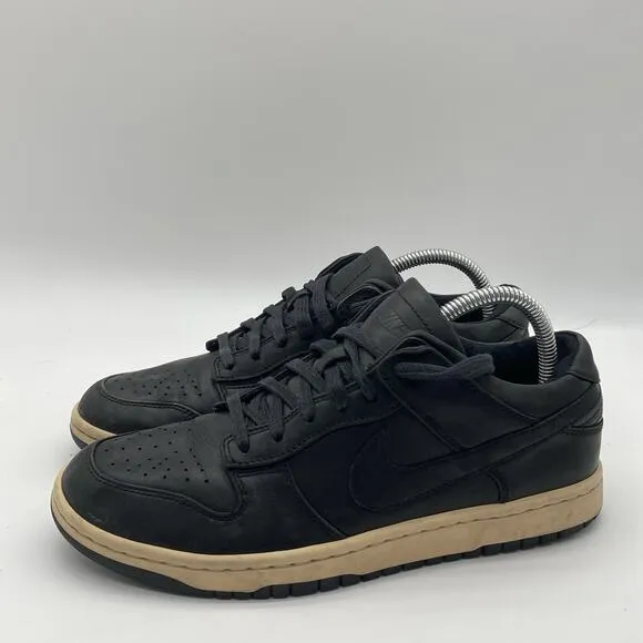 Mens Size 8 NikeLab Dunk Lux Low Black Thick Leather Skate Sneakers Shoes Rare