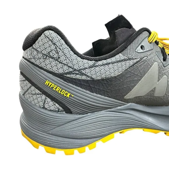 Men's Size 8.5 Merrell Agility Peak Trail Shoes Wild Dove Gray Yellow J37703