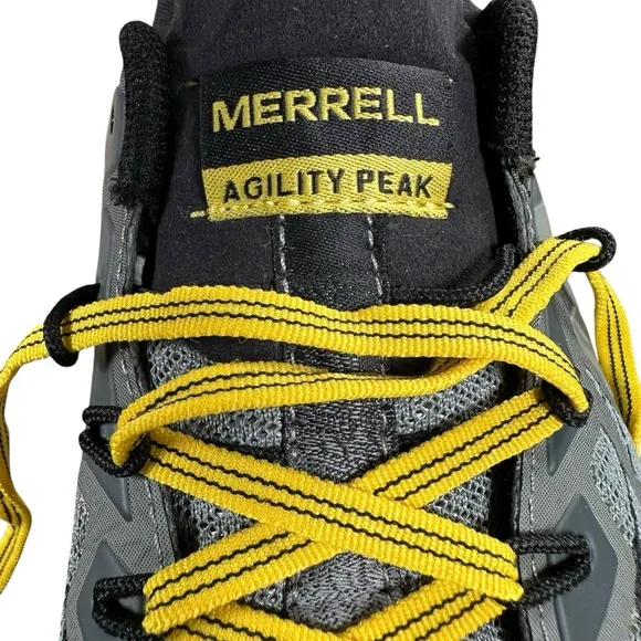 Men's Size 8.5 Merrell Agility Peak Trail Shoes Wild Dove Gray Yellow J37703