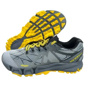 Men's Size 8.5 Merrell Agility Peak Trail Shoes Wild Dove Gray Yellow J37703