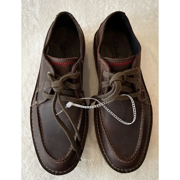Men's Clarks Vargo Vibe Lace Up Leather Derby Oxford Shoes Size 7 NEW Dark Brown