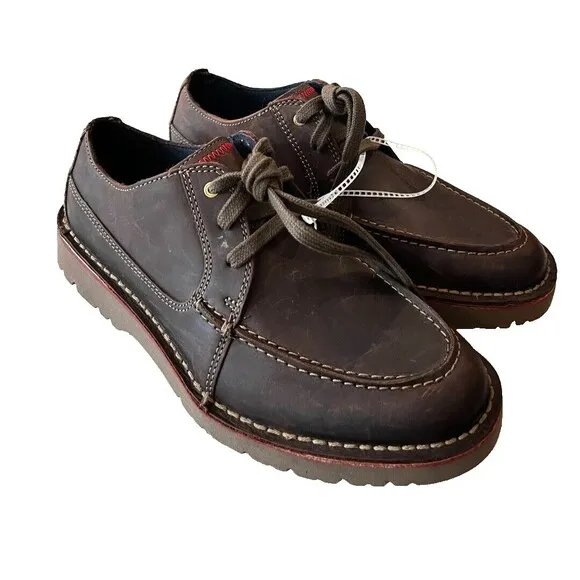 Men's Clarks Vargo Vibe Lace Up Leather Derby Oxford Shoes Size 7 NEW Dark Brown