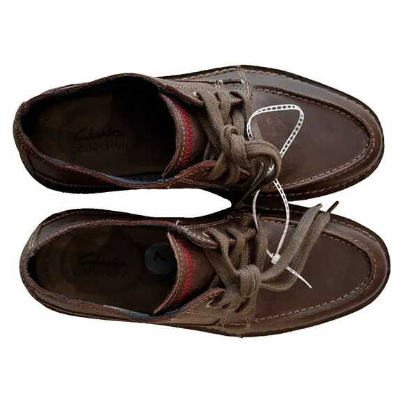 Men's Clarks Vargo Vibe Lace Up Leather Derby Oxford Shoes Size 7 NEW Dark Brown