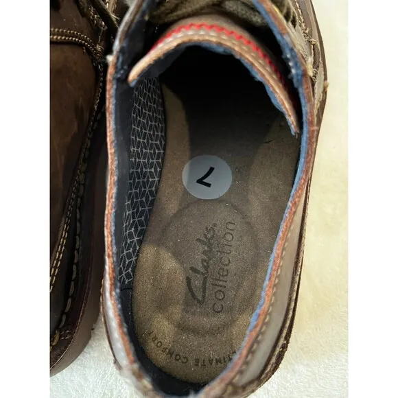 Men's Clarks Vargo Vibe Lace Up Leather Derby Oxford Shoes Size 7 NEW Dark Brown