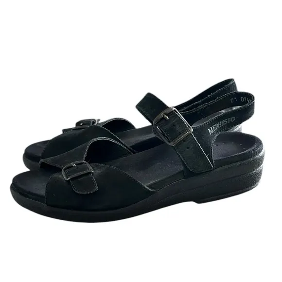 Mephisto Comfort Sandals Womens Suede Leather Open Toe Slingback Size 8 38 Wedge