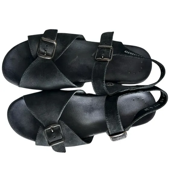 Mephisto Comfort Sandals Womens Suede Leather Open Toe Slingback Size 8 38 Wedge