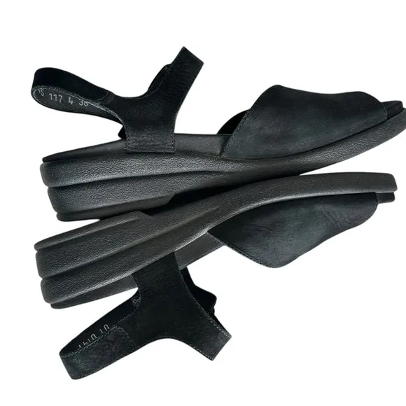 Mephisto Comfort Sandals Womens Suede Leather Open Toe Slingback Size 8 38 Wedge
