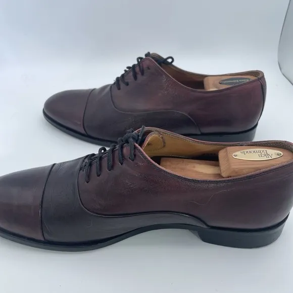 Mercanti Fiorentini Men's Burgundy Leather &amp; Deerskin Oxfords Size 11.5 Italy