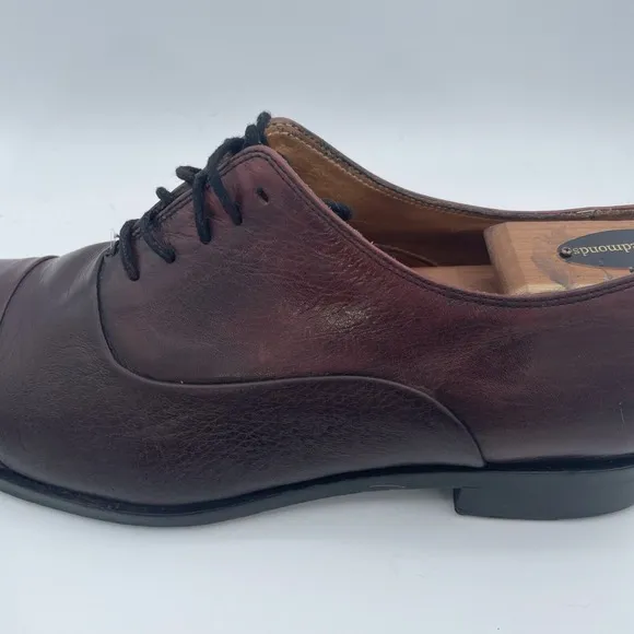 Mercanti Fiorentini Men's Burgundy Leather &amp; Deerskin Oxfords Size 11.5 Italy