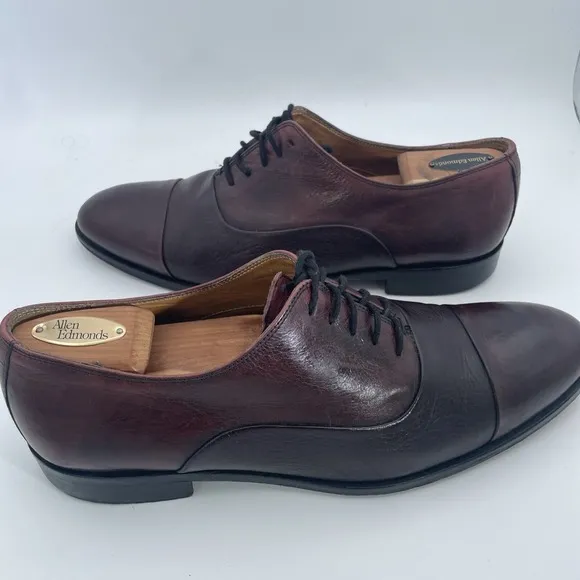 Mercanti Fiorentini Men's Burgundy Leather &amp; Deerskin Oxfords Size 11.5 Italy