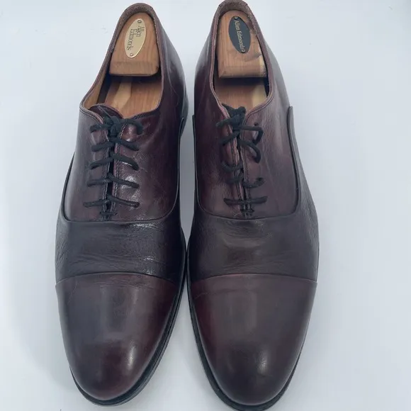 Mercanti Fiorentini Men's Burgundy Leather &amp; Deerskin Oxfords Size 11.5 Italy