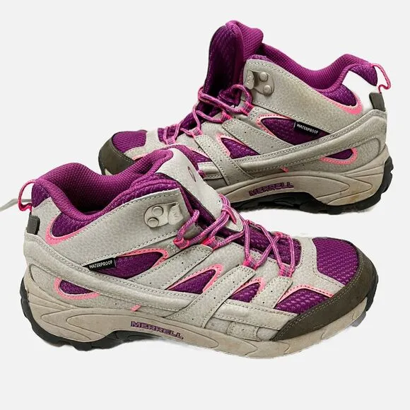 MERRELL KID'S PALOMA/BERRY MOAB 2 MID WATERPROOF BOOT PALOMA/BERRY SIZE 5.5M