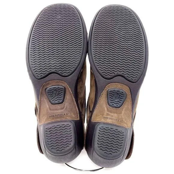Merrell Luxe Wrap SlipOn Clogs Nubuck Leather Chocolate Brown Studded Shoes 10