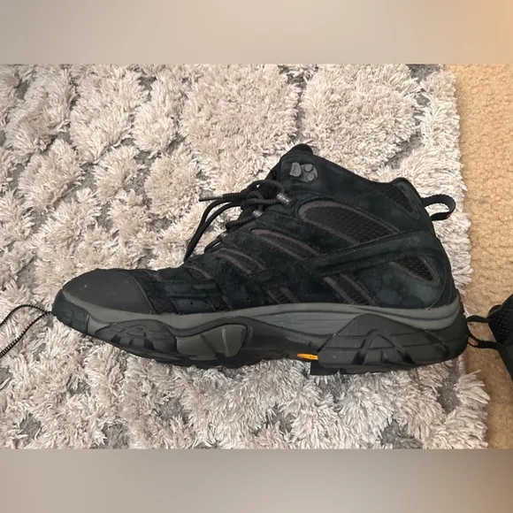 Merrell MOAB 2 Men's Size 12 Shoes Black Mesh Waterproof Hiking Sneakers Vibram