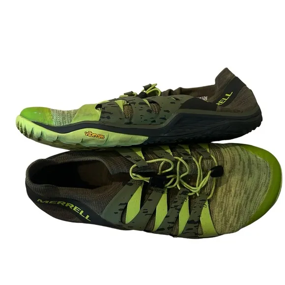Merrell Turbulance (Chartreuse &amp; Olive) Trail Glove 5 3D Running Shoes Size 10.