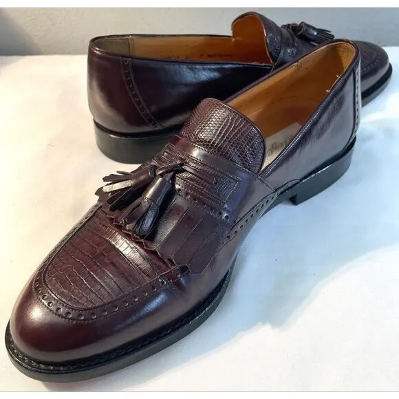 Mezlan Murcia Men’s Size 8.5 M Brown Leather Lizard Tassled Loafer Shoes