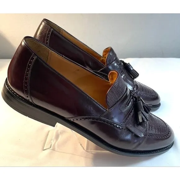 Mezlan Murcia Men’s Size 8.5 M Brown Leather Lizard Tassled Loafer Shoes