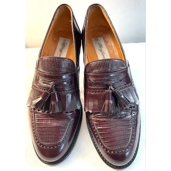 Mezlan Murcia Men’s Size 8.5 M Brown Leather Lizard Tassled Loafer Shoes