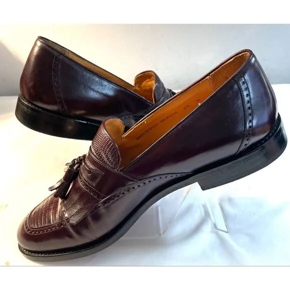 Mezlan Murcia Men’s Size 8.5 M Brown Leather Lizard Tassled Loafer Shoes