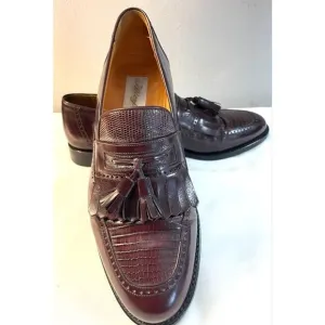 Mezlan Murcia Men’s Size 8.5 M Brown Leather Lizard Tassled Loafer Shoes