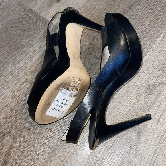Michael Kors black high heel open toe sling back Elegant Black Women's Shoes