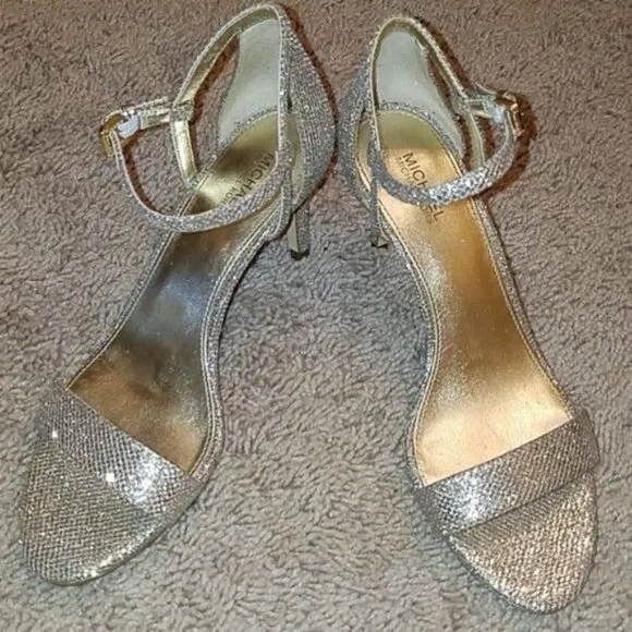 Michael Kors Heels Pumps Glitter Sandal SIMONE Shoes Women's Woman's Size 6.5