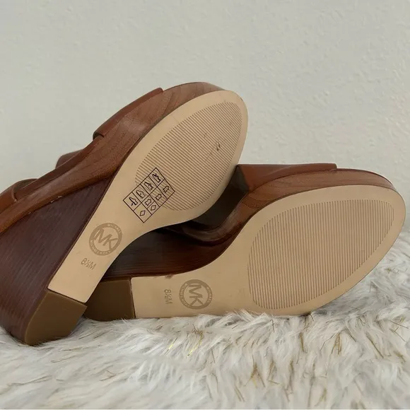 Michael Kors Josephine Brown Leather Wedge Shoes