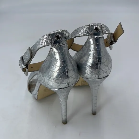 Michael Kors Silver Open Toe Stiletto  Heels Shoes