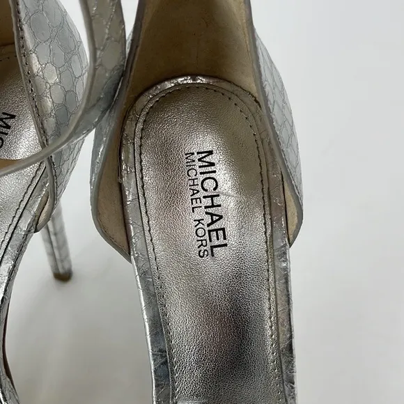 Michael Kors Silver Open Toe Stiletto  Heels Shoes