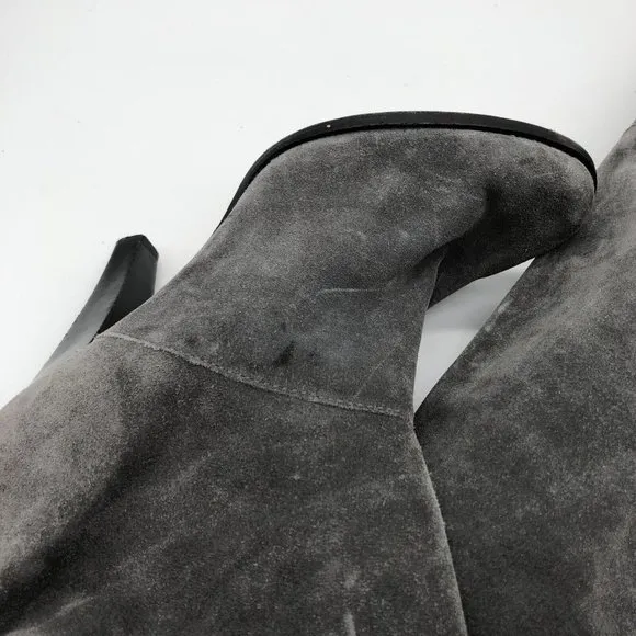 Michael Kors Womens Boots Knee High Suede Pull On Heel Gray Size 6.5