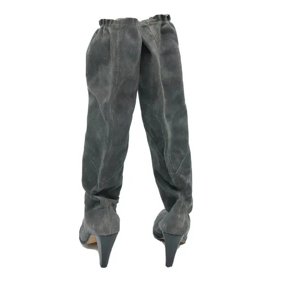 Michael Kors Womens Boots Knee High Suede Pull On Heel Gray Size 6.5