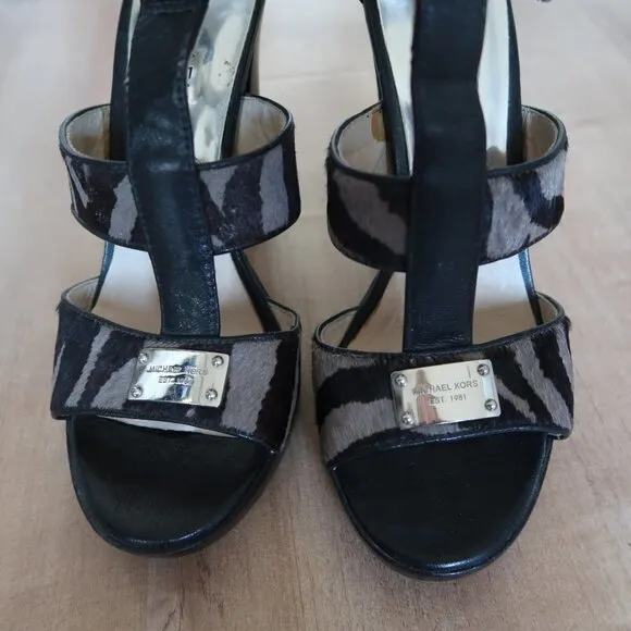 Michael Kors Zebra Pattern Pony Hair Heels Shoes