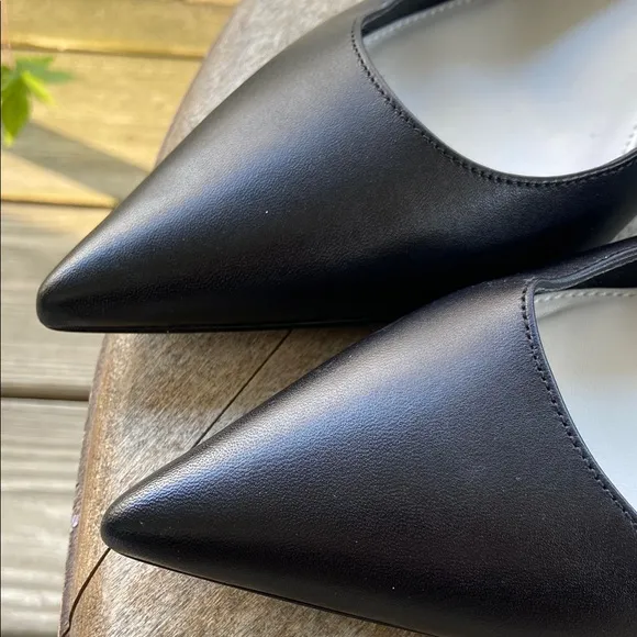MICHAEL Michael Kors Black Leather Slingback Red Kitten Heels Women's Size 8.5
